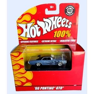 Hot Wheels 100% '66 Pontiac GTO Blue 40Th. Anniversary 2007 Red Box MIB 1:64